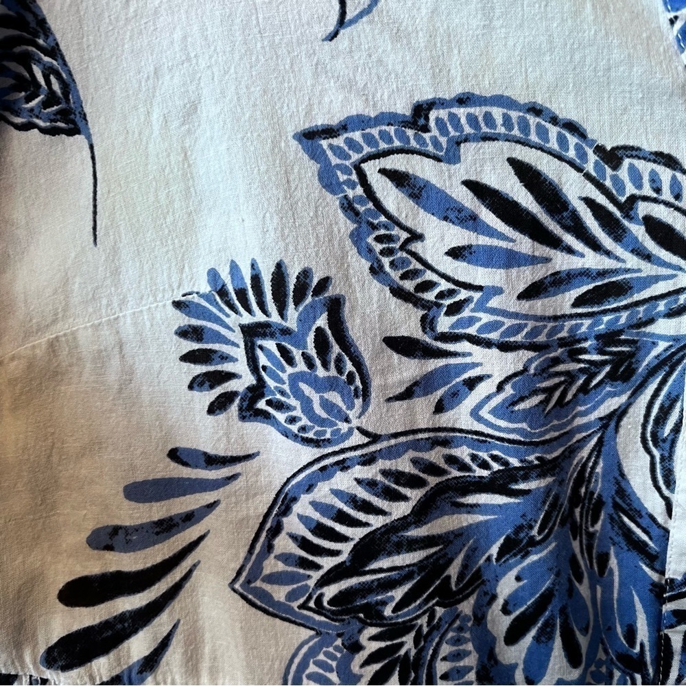 MLLE GABRIELLE • White & Blue print Dress Size S oversized dress No belt - Picture 8 of 12